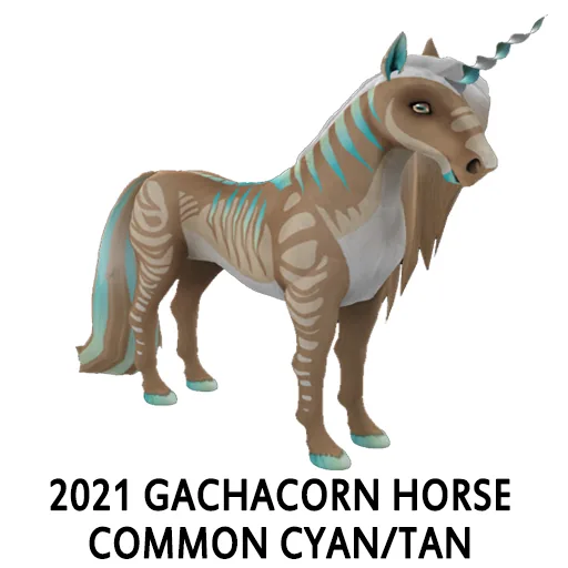 2021 Gachacorn Horse Common Cyan Tan