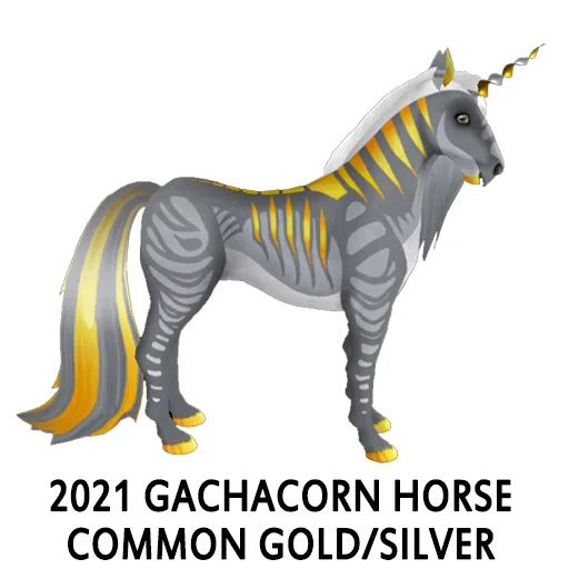 2021 Gachacorn Horse Common Gold Silver