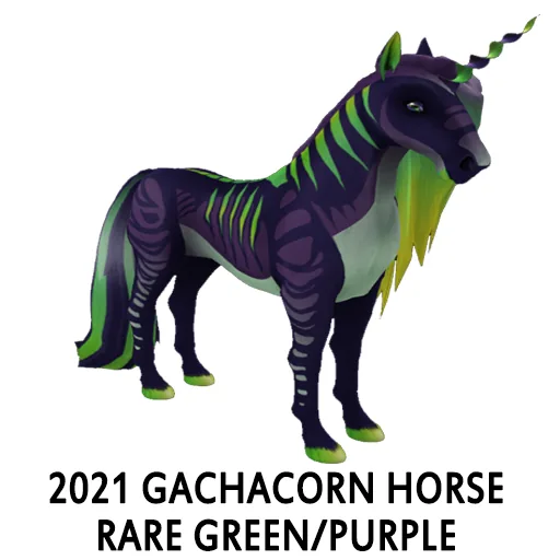 2021 Gachacorn Horse Rare Green Purple